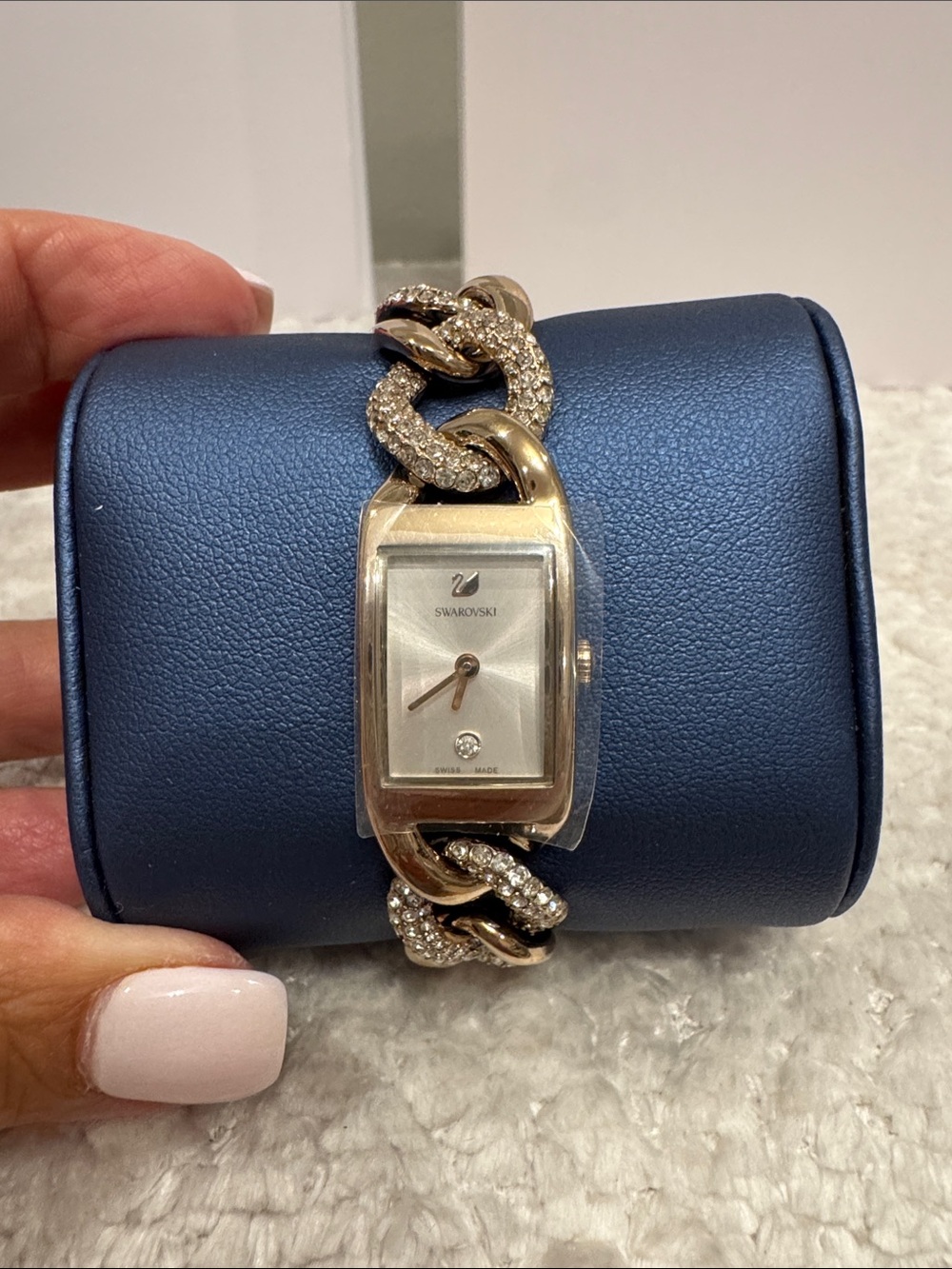 Swarovski Rose Gold Crystal Chain-Link Bracelet Watch